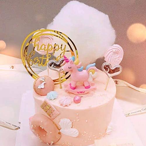Gold Cake Topper Acrylic 5 Pieces Birthday Decoration