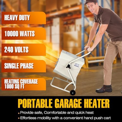 Dr Heater DR-910M 10000W 240V Heavy-Duty Electric Heater with Cart and Adjustable Thermostat