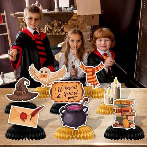 Magical Honeycomb Centerpieces Wizard Theme 8 Pcs