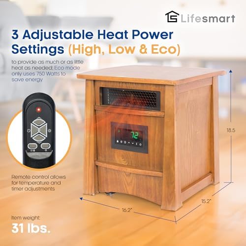 LifeSmart LifePro 1500W Infrared Space Heater with Remote Control