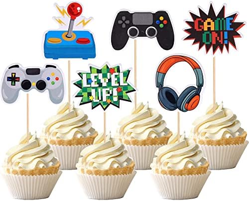 Video Game Cupcake Toppers 36PCS for Party Decorations