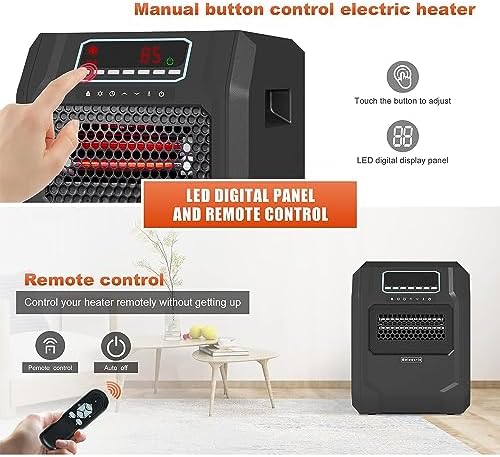 VOLTORB Portable Electric Space Heater with Remote and 3 Heat Settings