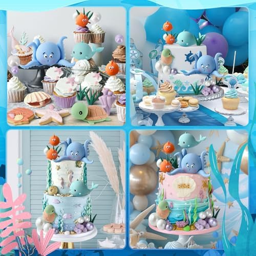 Zafena 17 PCS Ocean Animals Cake Decorations Set