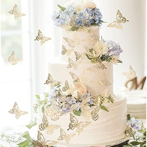 ZHUOWEISM 40PCS 3D Butterfly Cupcake Toppers Non-Edible Party Decorations