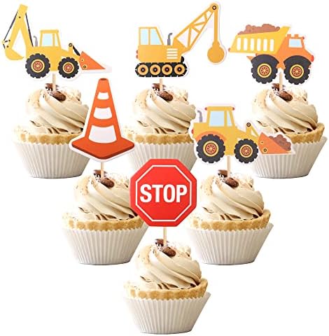 ZHUOWEISM 36PCS Construction Cupcake Toppers Decorations