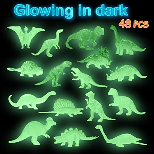 AugToy 48Pcs Glow in Dark Mini Dinosaur Figures Party Favors
