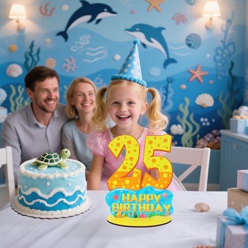 Sponge 25th Birthday Number Sign Centerpiece with Wooden Base 1