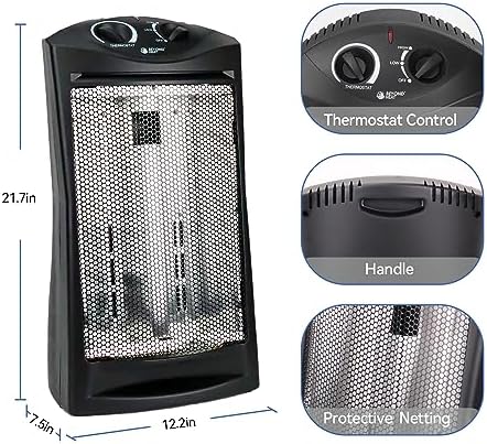 BEYOND HEAT 1500W Electric Quartz Tower Heater