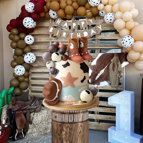 Zafena 16PCS Cowboy Cake Topper Set Brown 1