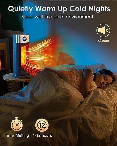 BAPOLE 1500W Electric Space Heater with Remote and 90 Oscillation