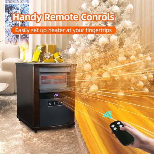Elevon 1500W Infrared Wood Cabinet Space Heater with Remote Control