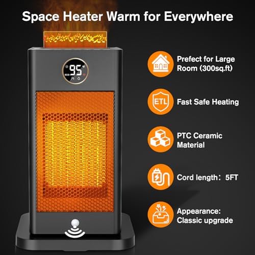 Verminget 1500W PTC Space Heater with 3D Flame and Humidifier
