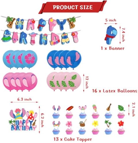 OUSHISS Tropical Luau Party Decorations Banners Balloons Cake Toppers