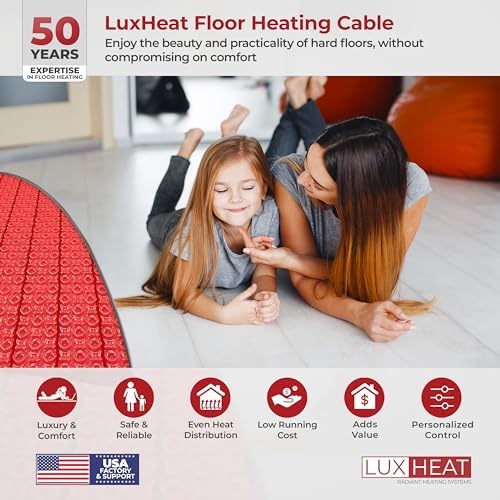 LuxHeat 90sqft Electric Floor Heating System with Touchscreen Thermostat