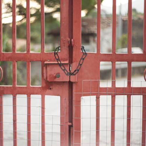 2 Pcs Gate Chain Lock with Carabiner Black Steel