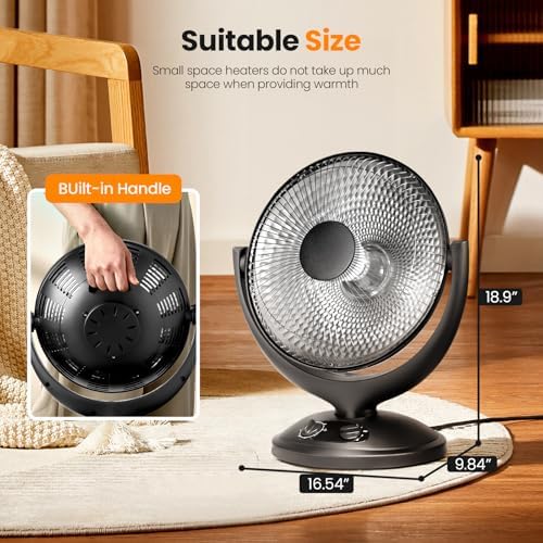 Kismile Oscillating Parabolic Heater with Thermostat and Timer