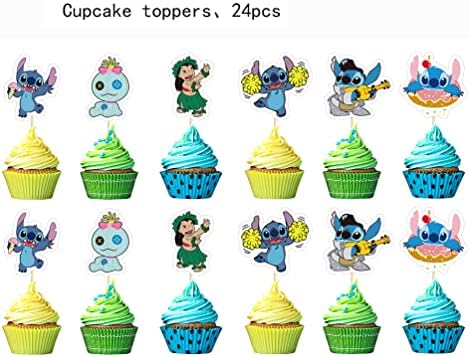 Losede 24PCS Stitch Theme Cake Toppers