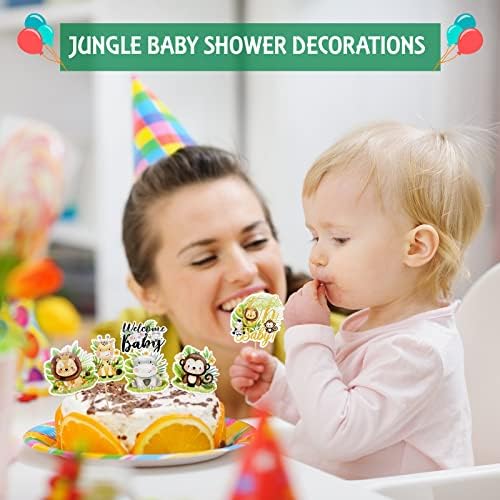 45 Pcs Safari Baby Shower Cupcake Toppers with Jungle Animals