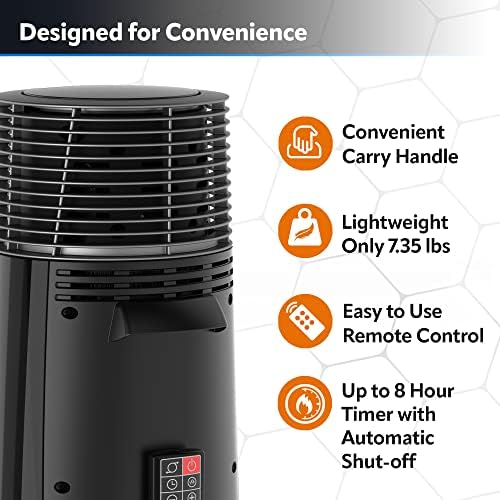 Lasko Oscillating Tower Heater 360-Degree Black 1500W