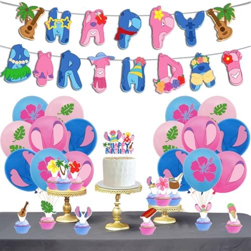 OUSHISS Tropical Luau Party Decorations Banners Balloons Cake Toppers