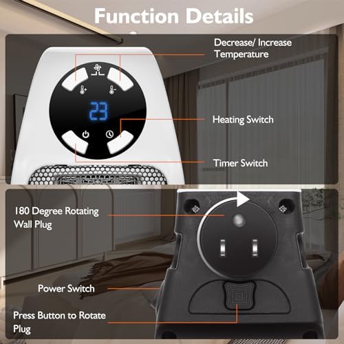 Ecowarm 2PCS Electric Space Heater with Timer and LED Display