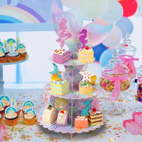 Wootkey 36 pcs Mermaid Cake Toppers Birthday Party Decorations