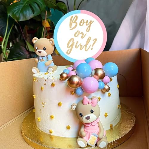 LEFUBABY Bear Cake Toppers Gender Reveal Party Decorations