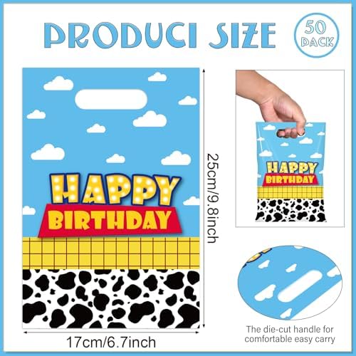 Ragnhild 50 Pcs Cartoon Cow Birthday Gift Bags