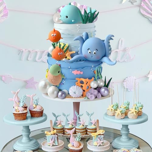 Zafena 17 PCS Ocean Animals Cake Decorations Set