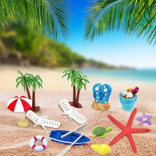 BSRESIN Beach Cake Decorations 15 Piece Set