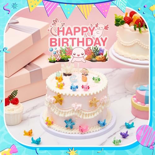 26 Pcs Axolotl Birthday Decorations with Cake Topper