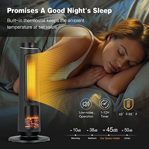 PETSITE 30 Electric Space Heater with 3D Flame and Remote Control
