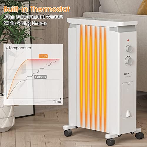 COSTWAY 1500W Oil Filled Radiator Heater with 3 Heat Settings and Humidifier