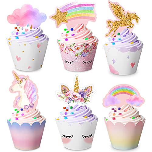 Censen Unicorn Cupcake Toppers and Wrappers