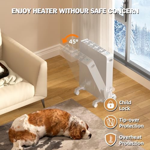 Electric Wall Heater with LED Display and Wheels