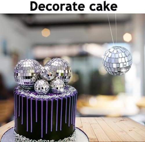 7PCS Disco Ball Cake Toppers 70s Themed Decorations