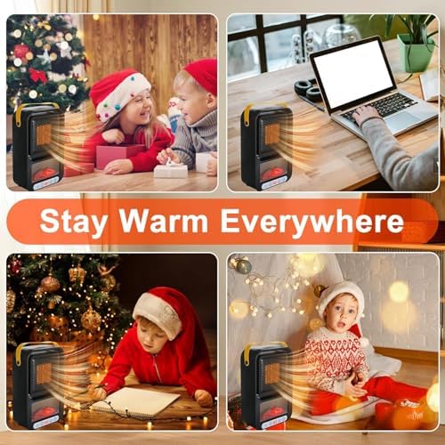 Tenhitoys 700W Electric Fireplace Heater with Realistic 3D Flame