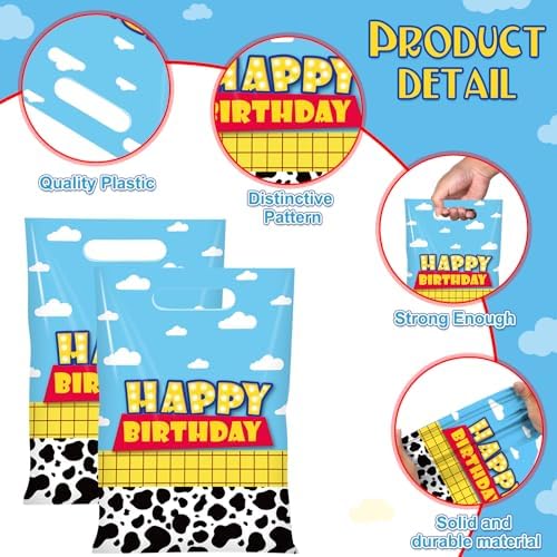 Ragnhild 50 Pcs Cartoon Cow Birthday Gift Bags