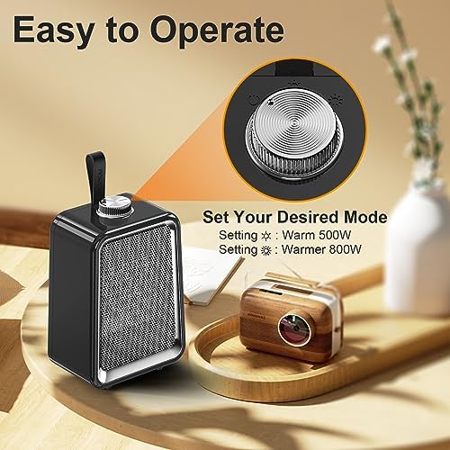 PRSOOY Space Heater 800W PTC Ceramic Desk Heater