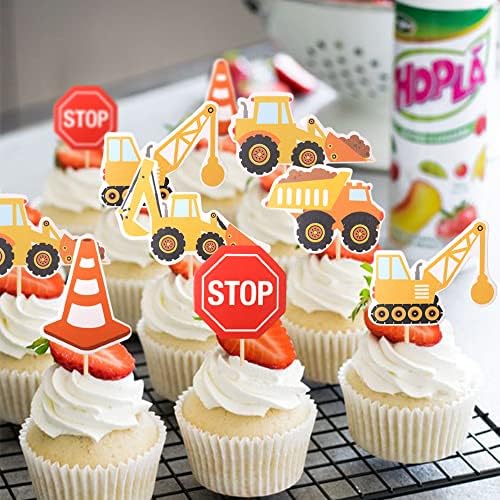 ZHUOWEISM 36PCS Construction Cupcake Toppers Decorations