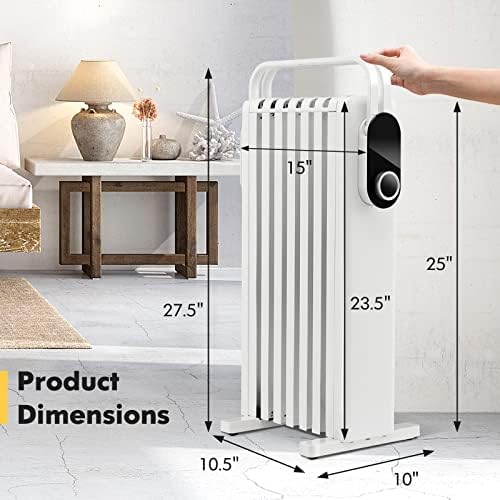 PETSITE Oil Filled Radiator Heater 1500W 3 Heat Settings