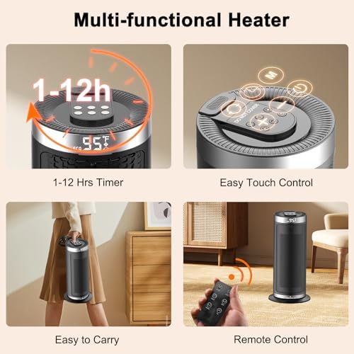 Feculs Official 1500W Electric Space Heater with Remote Thermostat