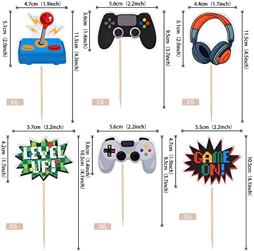 Video Game Cupcake Toppers 36PCS for Party Decorations