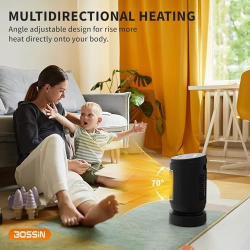 BOSSIN 1500W Electric Ceramic Space Heater with Remote Control and Oscillation