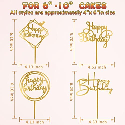 10-Pack Gold Birthday Cake Toppers - 4x6 Inch