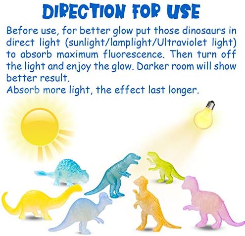 AugToy 48Pcs Glow in Dark Mini Dinosaur Figures Party Favors