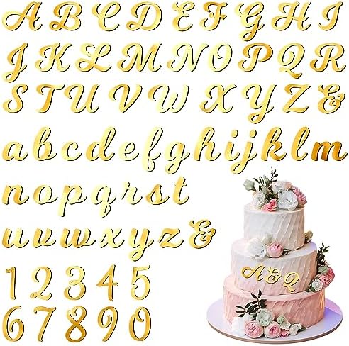 Jspupifip Gold Glitter Cake Toppers 64 Pcs Alphanumeric