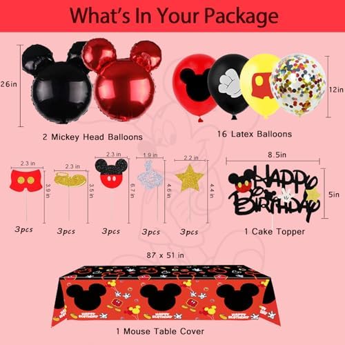 Nyhpar Cartoon Mouse 3 Year Birthday Decor Set