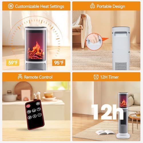 TrendGear 1500W Electric Tower Heater with Remote Control