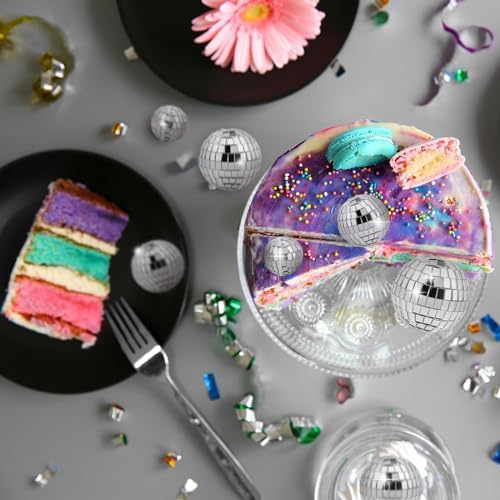 7PCS Disco Ball Cake Toppers 70s Themed Decorations